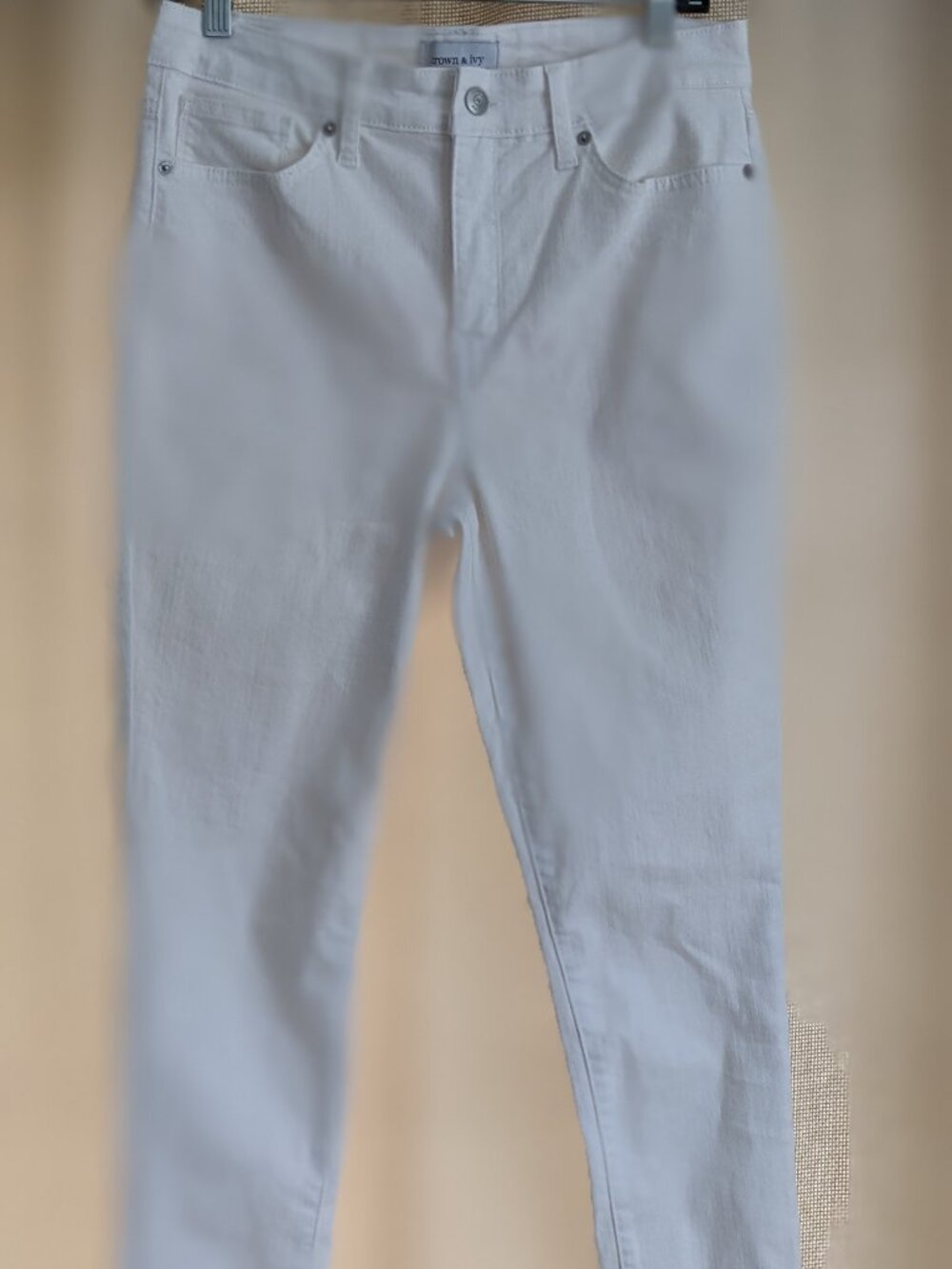 Crown & Ivy, Wear Your Corwn, High Rise White Skinny 5 Pocket Jeans, Size 8